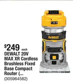 The Home Depot DEWALT 20V MAX XR Cordless Brushless Fixed Base Compact Router (Tool Only) offer