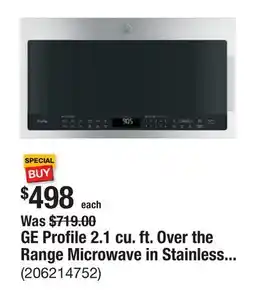 The Home Depot GE Profile 2.1 cu. ft. Over the Range Microwave in Stainless Steel with Sensor Cooking offer