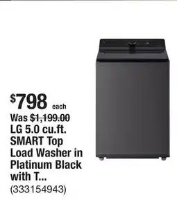 The Home Depot LG 5.0 cu.ft. SMART Top Load Washer in Platinum Black with TurboWash, Easy Unload and AI Sensing offer