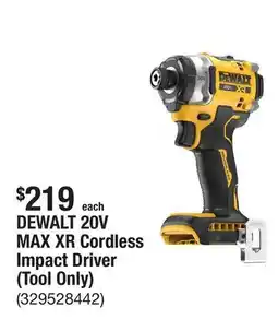 The Home Depot DEWALT 20V MAX XR Cordless Impact Driver (Tool Only) offer