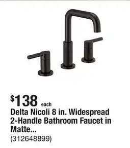 The Home Depot Delta Nicoli 8 in. Widespread 2-Handle Bathroom Faucet in Matte Black offer