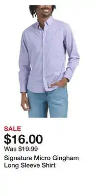TJ Maxx Signature Micro Gingham Long Sleeve Shirt offer