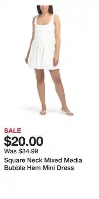 TJ Maxx Square Neck Mixed Media Bubble Hem Mini Dress offer