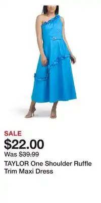 TJ Maxx TAYLOR One Shoulder Ruffle Trim Maxi Dress offer