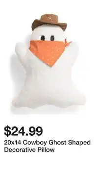 TJ Maxx 20x14 Cowboy Ghost Shaped Decorative Pillow offer