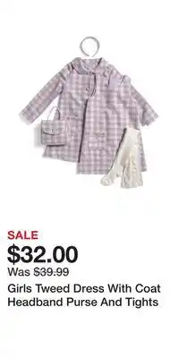 TJ Maxx Girls Tweed Dress With Coat Headband Purse And Tights offer