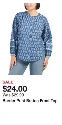 TJ Maxx Border Print Button Front Top offer