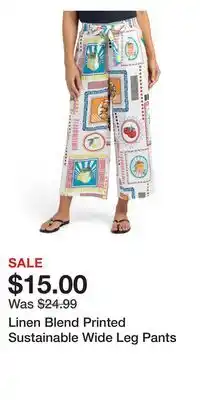 TJ Maxx Linen Blend Printed Sustainable Wide Leg Pants offer
