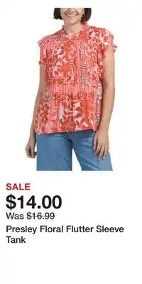 TJ Maxx Presley Floral Flutter Sleeve Tank offer