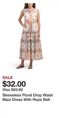 TJ Maxx Sleeveless Floral Drop Waist Maxi Dress With Rope Belt offer