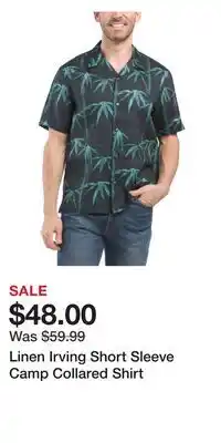 TJ Maxx Linen Irving Short Sleeve Camp Collared Shirt offer
