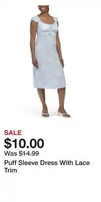 TJ Maxx Puff Sleeve Dress With Lace Trim offer