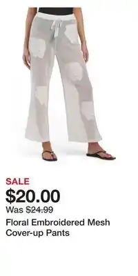 TJ Maxx Floral Embroidered Mesh Cover-up Pants offer