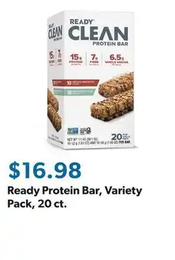 Sam's Club Ready Protein Bar, Variety Pack, 20 ct offer