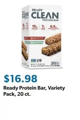 Sam's Club Ready Protein Bar, Variety Pack, 20 ct offer