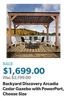 Sam's Club Backyard Discovery Arcadia Cedar Gazebo with PowerPort, Choose Size offer