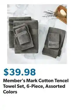 Sam's Club Member's Mark Cotton Tencel Towel Set, 6-Piece, Assorted Colors offer
