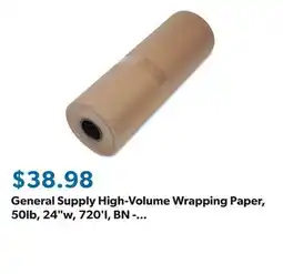 Sam's Club General Supply High-Volume Wrapping Paper, 50lb, 24w, 720'l, BN - 1/Pack offer