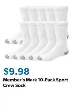 Sam's Club Member's Mark 10-Pack Sport Crew Sock offer