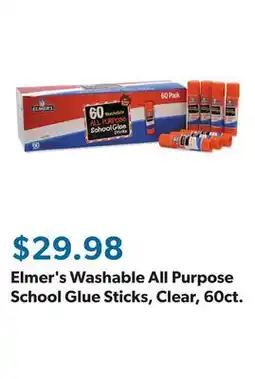 Sam's Club Elmer's Washable All Purpose School Glue Sticks, Clear, 60ct offer