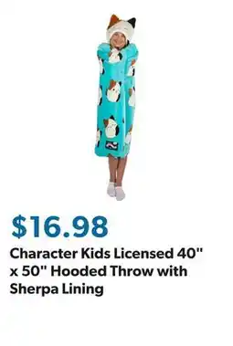 Sam's Club Character Kids Licensed 40 x 50 Hooded Throw with Sherpa Lining offer