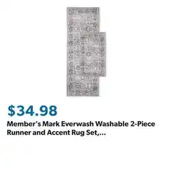Sam's Club Member's Mark Everwash Washable 2-Piece Runner and Accent Rug Set, Assorted Designs offer