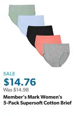 Sam's Club Member's Mark Women's 5-Pack Supersoft Cotton Brief offer
