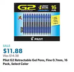 Sam's Club Pilot G2 Retractable Gel Pens, Fine 0.7mm, 16 Pack, Select Color offer