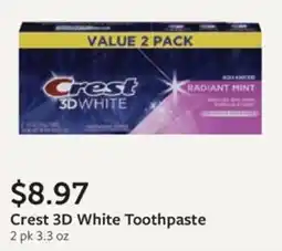 Fareway Crest 3D White Toothpaste offer