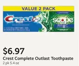 Fareway Crest Complete Outlast Toothpaste offer
