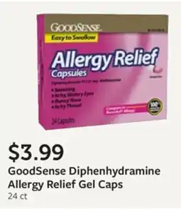 Fareway GoodSense Diphenhydramine Allergy Relief Gel Caps 24 ct offer