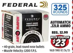 Big 5 Federal AutoMatch .22LR Ammo 325 Rounds offer