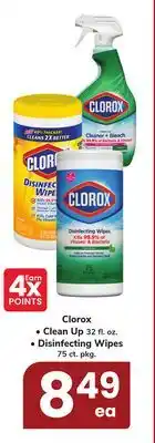 ACME Clorox Clean Up 32 fl. oz., Disinfecting Wipes 75 ct. pkg offer