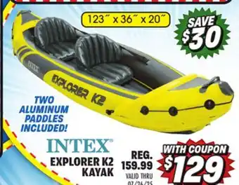 Big 5 Intex Explorer K2 Inflatable Kayak with 2 Aluminum Oars and Pump - 2-Person offer