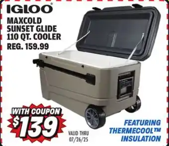 Big 5 Igloo MaxCold Sunset Glide 110 qt Cooler offer