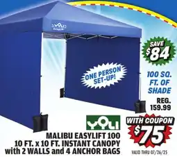 Big 5 Yoli Malibu EasyLift 100 10' x 10' Straight Leg Instant Canopy Value Pack offer