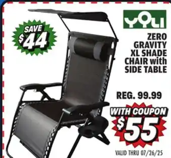 Big 5 Yoli Zero Gravity XL Shade Chair with Side Table offer