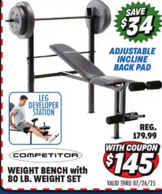 Big 5 Competitor Weight Bench with 80-lb. Weight Set offer