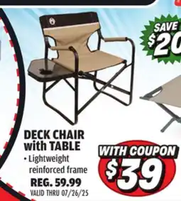 Big 5 Coleman Deck Chair with Table offer
