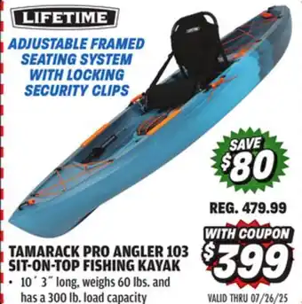 Big 5 Lifetime Tamarack Pro Angler 103 Sit-On-Top Fishing Kayak offer