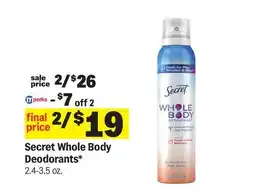 Meijer Secret Whole Body Deodorants offer