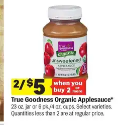 Meijer True Goodness Organic Applesauce offer