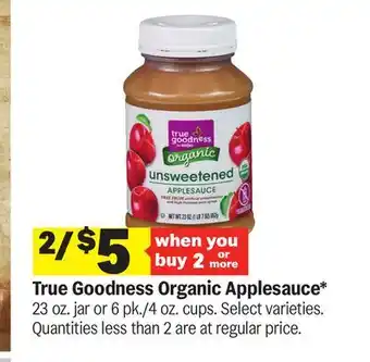 Meijer True Goodness Organic Applesauce offer
