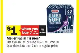 Meijer Meijer Facial Tissues* Flat 120-160 ct. or cube 60-70 ct offer
