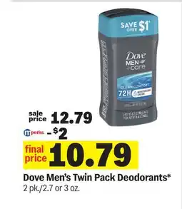 Meijer Dove Men's Twin Pack Deodorants offer