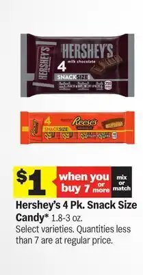 Meijer Hershey's 4 Pk. Snack Size Candy offer