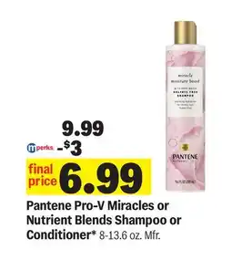 Meijer Pantene Pro-V Miracles or Nutrient Blends Shampoo or Conditioner offer