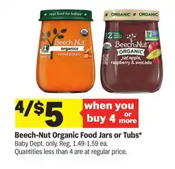Meijer Beech-Nut Organic Food Jars or Tubs offer