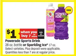 Meijer Powerade Sports Drink 28 oz. bottle or Sparkling Ice* 17 oz offer