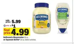Meijer Hellmann's Mayonnaise 30 oz. or Squeeze Bottle* 20 oz offer